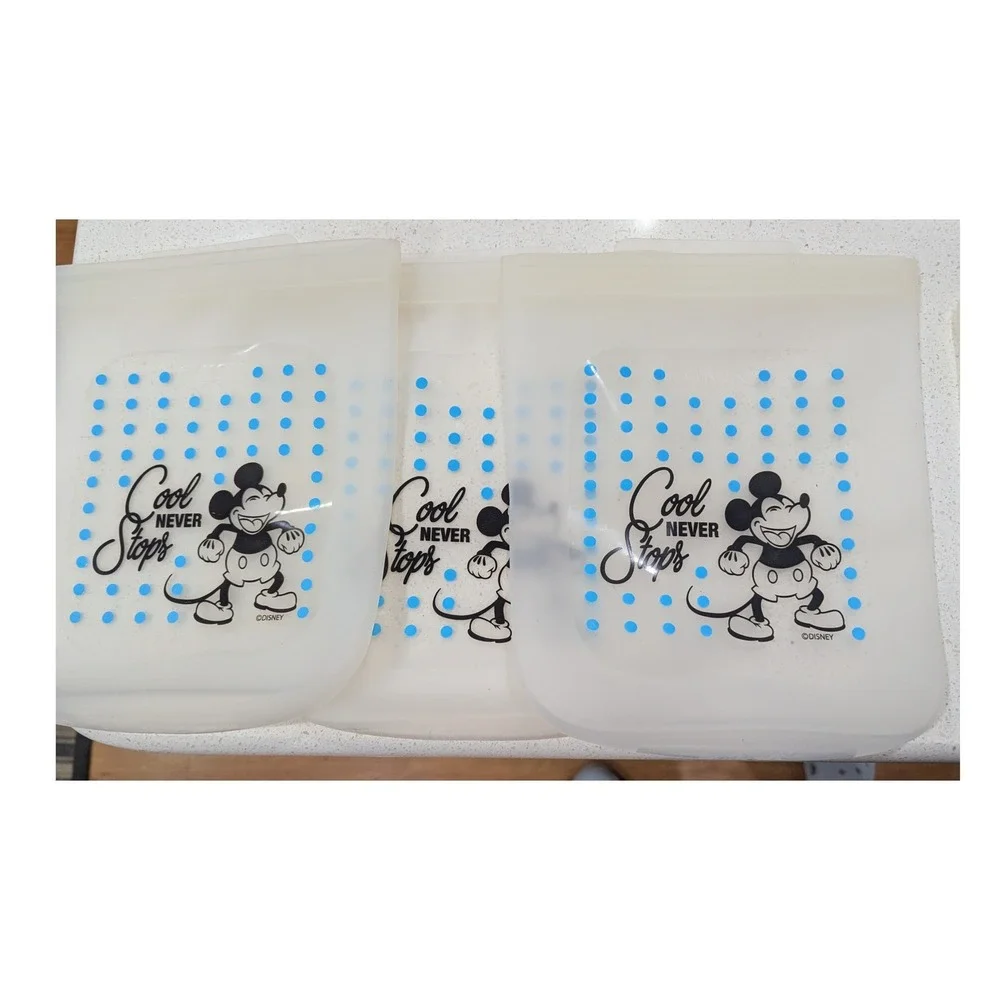 Pyrex Reusable Silicone Bags‎ Clear Mickey Mouse Polka Dot 6-Piece Set